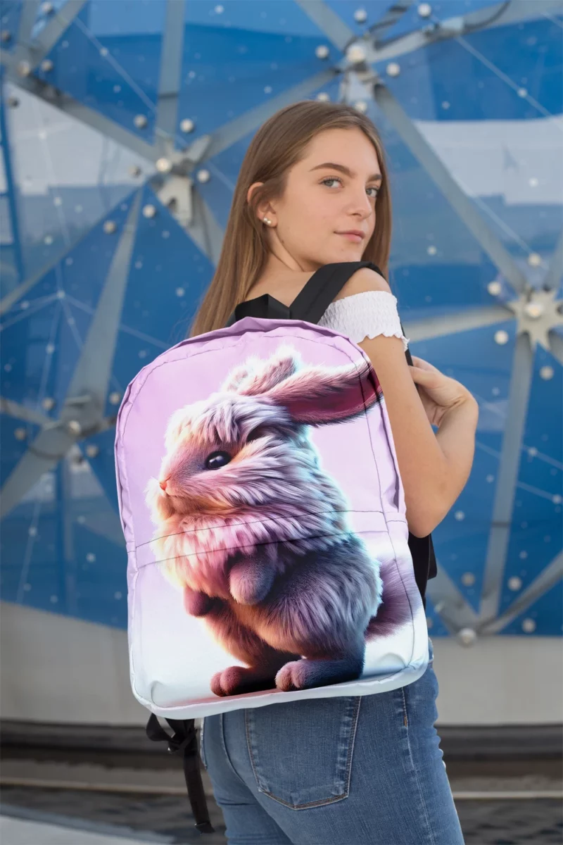 Rabbit on Pink Background Minimalist Backpack 2