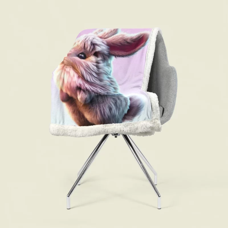 Rabbit on Pink Background Sherpa Fleece Blanket 1