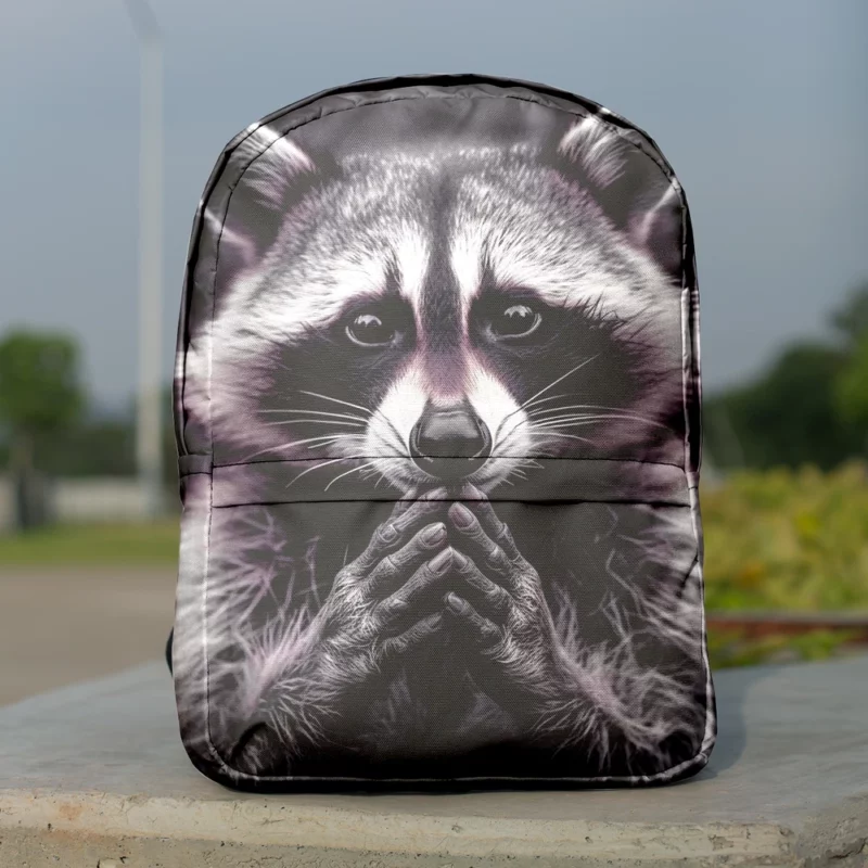 Raccoon Contemplation Among Purple Flowers Minimalist Backpack