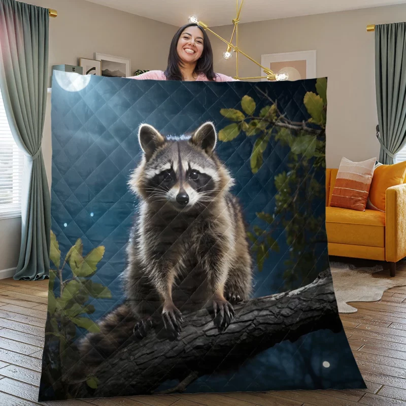 Raccoon Vibrant Patterned Encounter Quilt Blanket