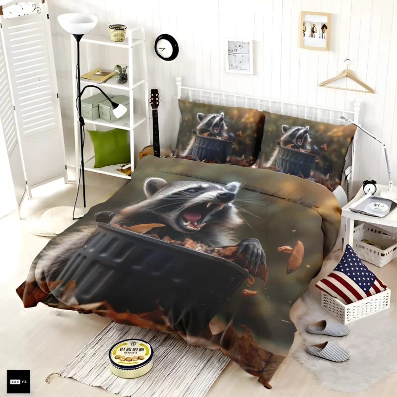 Raccoon and the Trash Can Autumn Encounter Bedding Set