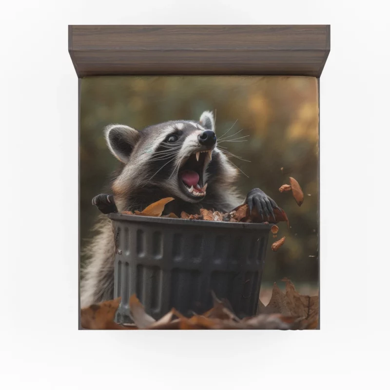 Raccoon and the Trash Can Autumn Encounter Fitted Sheet