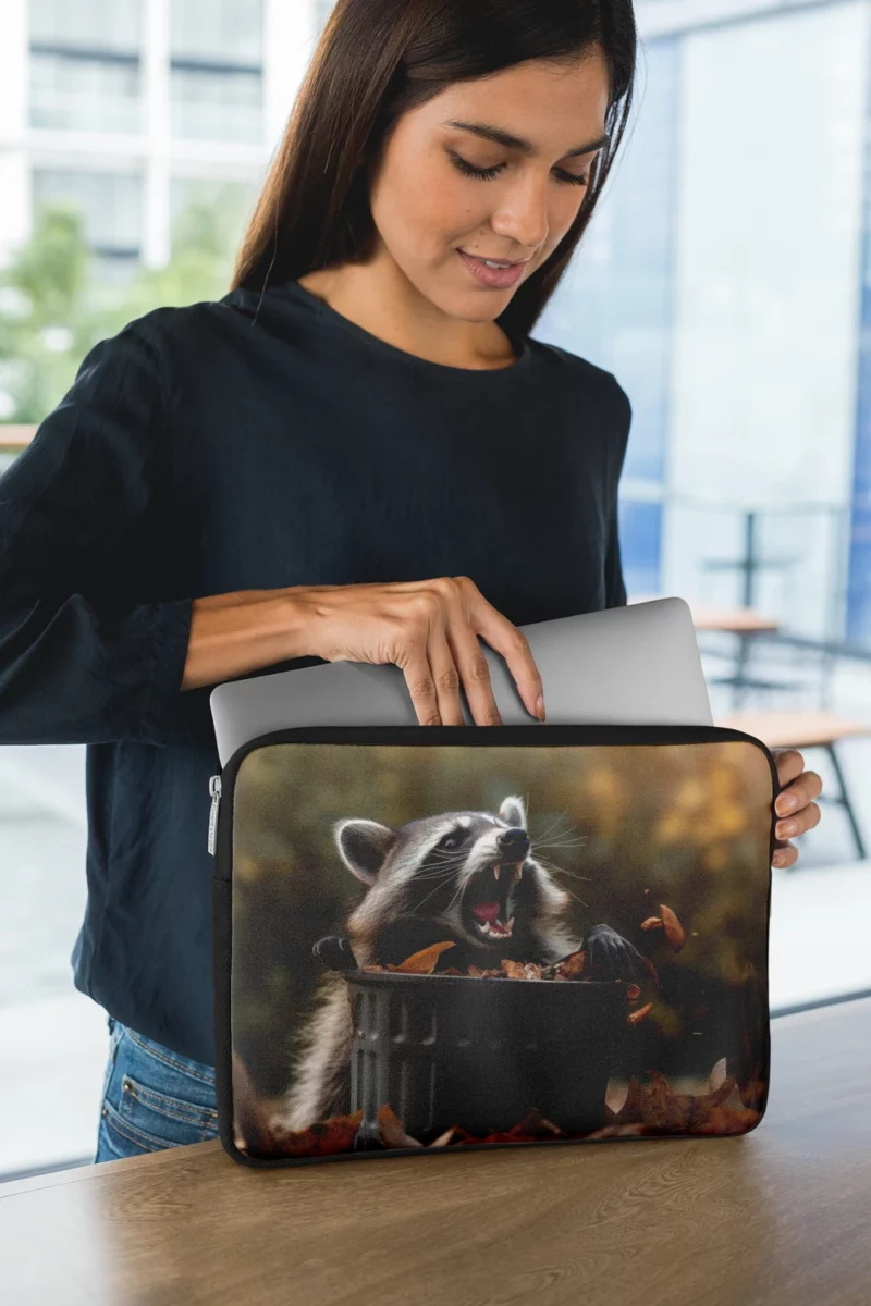 Raccoon and the Trash Can Autumn Encounter Laptop Sleeve 1