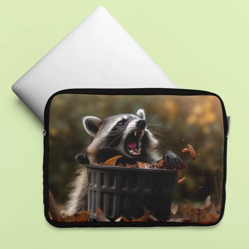 Raccoon and the Trash Can Autumn Encounter Laptop Sleeve