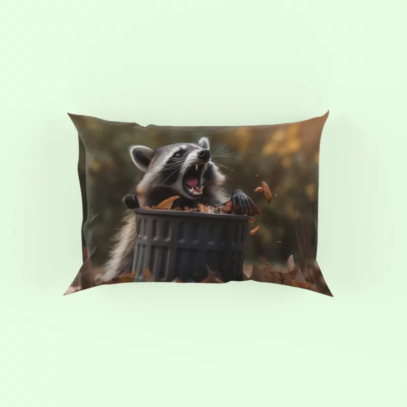 Raccoon and the Trash Can Autumn Encounter Pillow Case