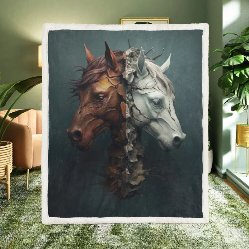 Race Horse Theme Sherpa Fleece Blanket