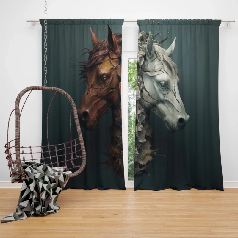 Race Horse Theme Window Curtain