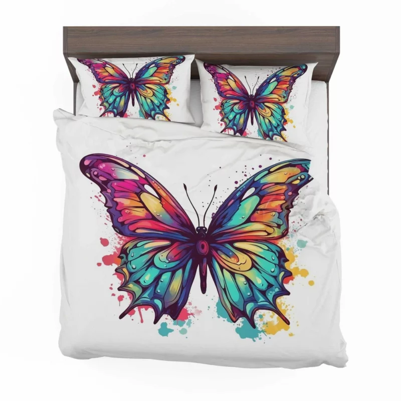 Rainbow Butterfly Vector Sketch Bedding Set 2