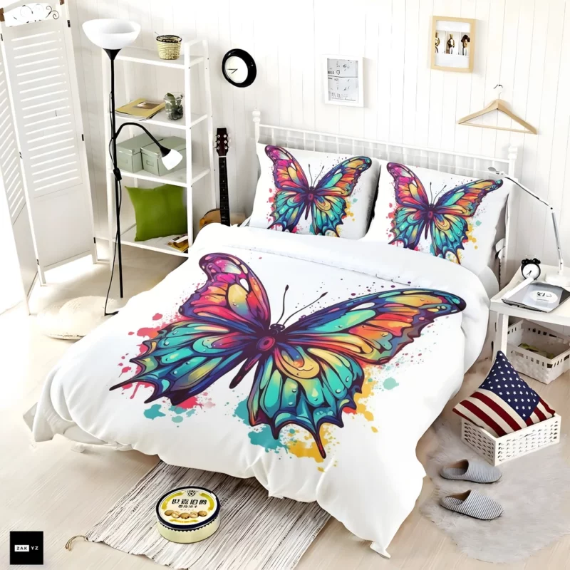 Rainbow Butterfly Vector Sketch Bedding Set