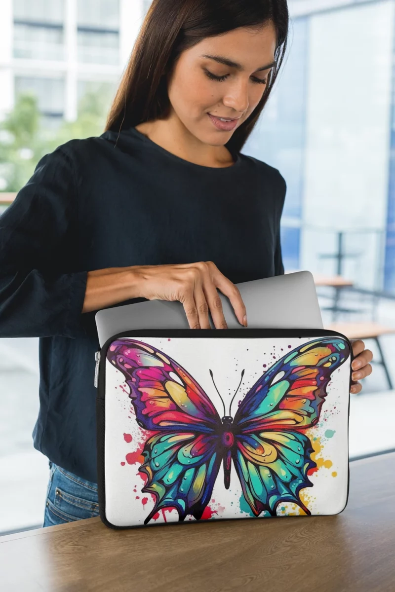 Rainbow Butterfly Vector Sketch Laptop Sleeve 1