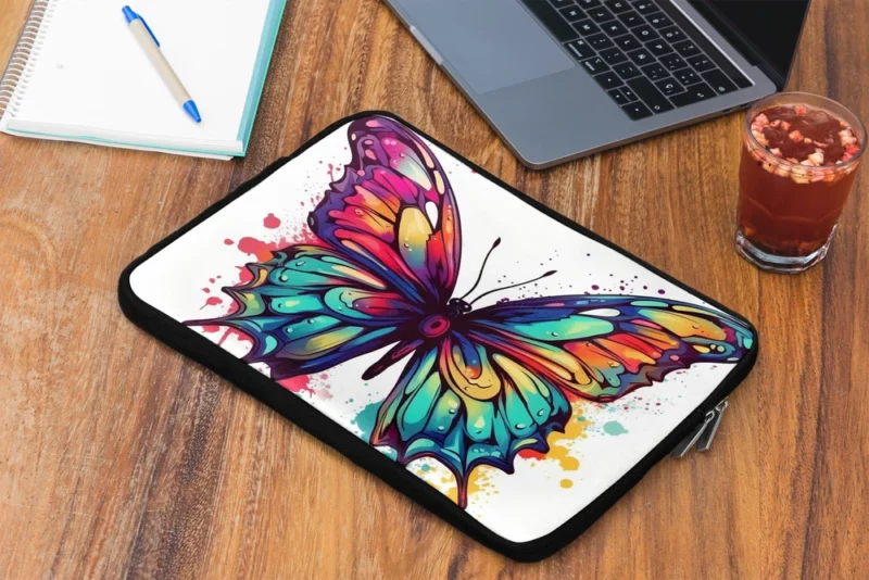 Rainbow Butterfly Vector Sketch Laptop Sleeve 2