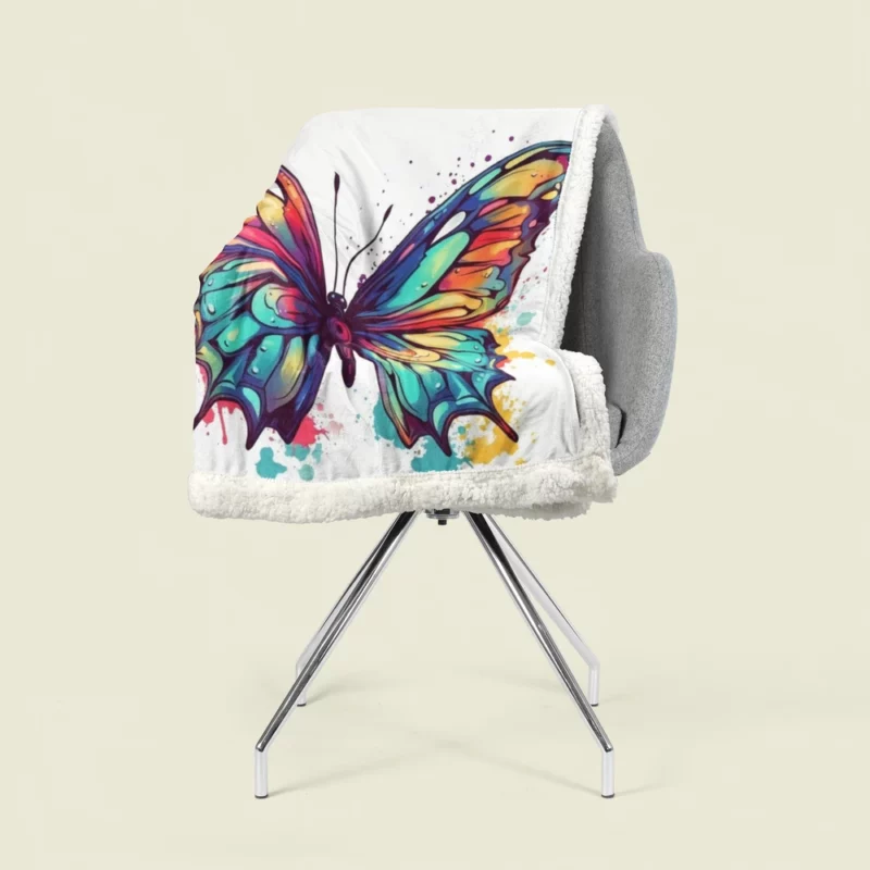 Rainbow Butterfly Vector Sketch Sherpa Fleece Blanket 1