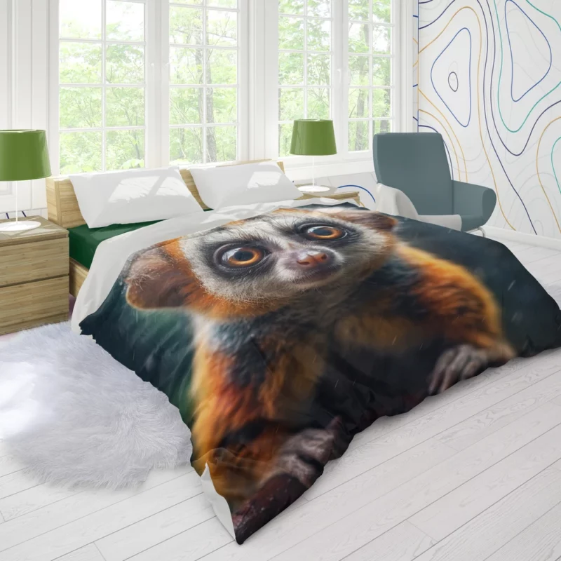 Rainy Day Ring-Tailed Lemur Duvet Cover