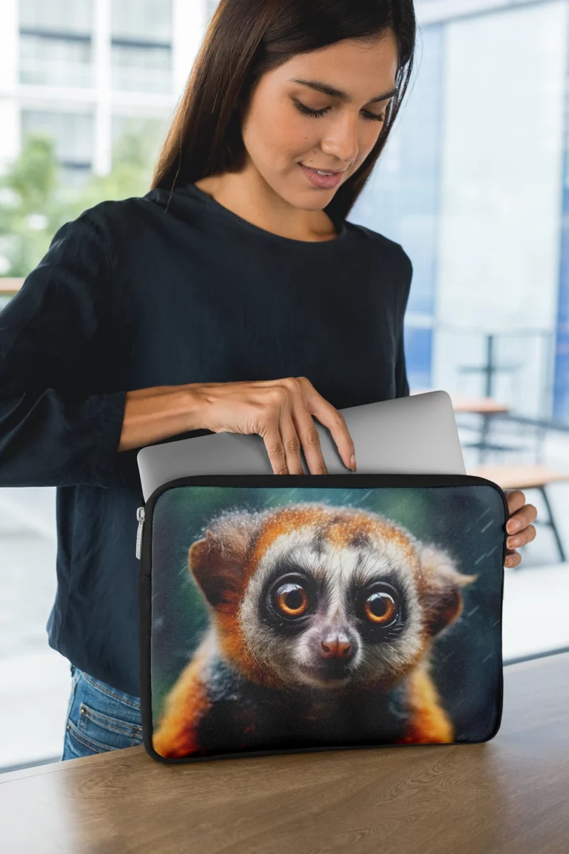 Rainy Day Ring Tailed Lemur Laptop Sleeve 1