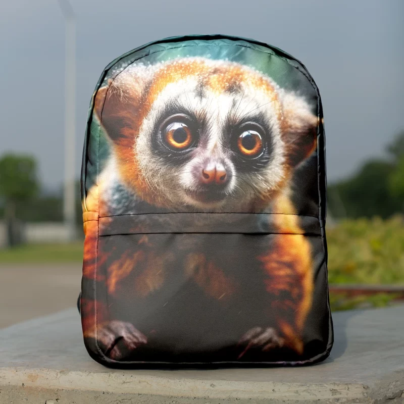 Rainy Day Ring-Tailed Lemur Minimalist Backpack