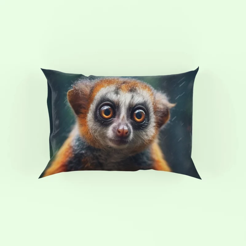 Rainy Day Ring-Tailed Lemur Pillow Case