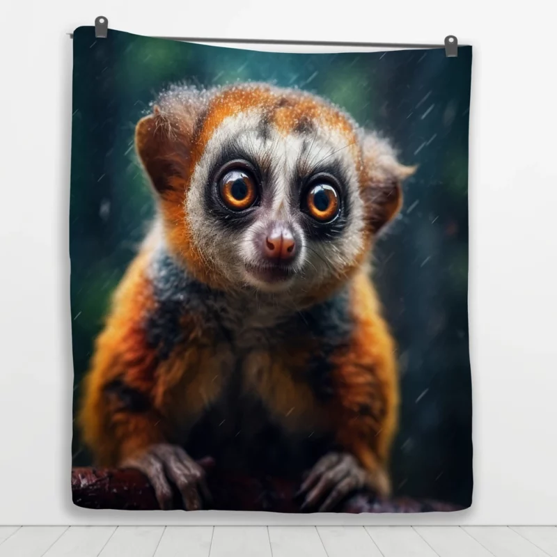 Rainy Day Ring-Tailed Lemur Quilt Blanket 1