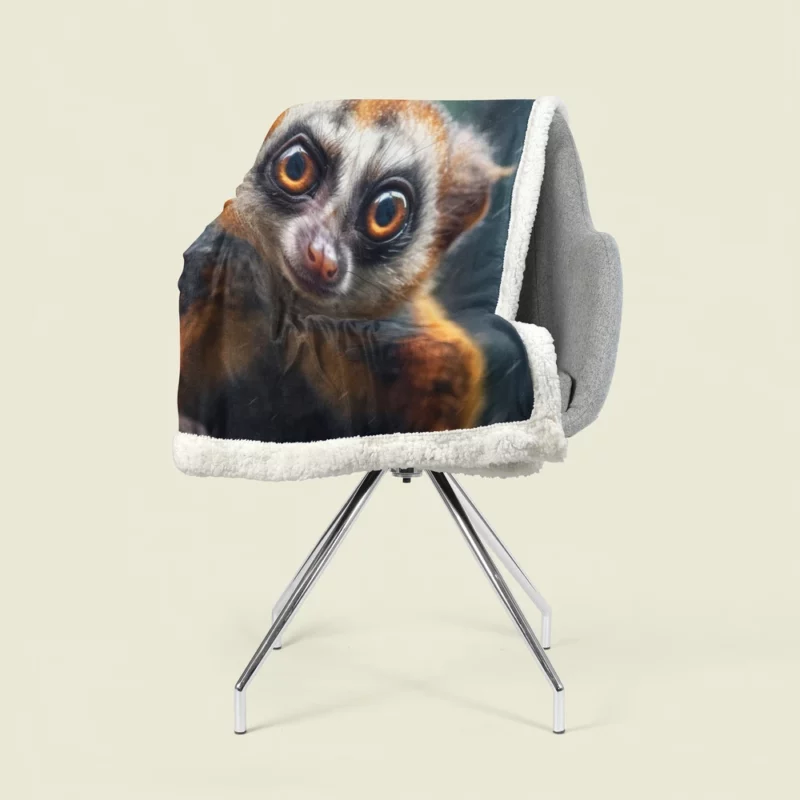 Rainy Day Ring-Tailed Lemur Sherpa Fleece Blanket 1