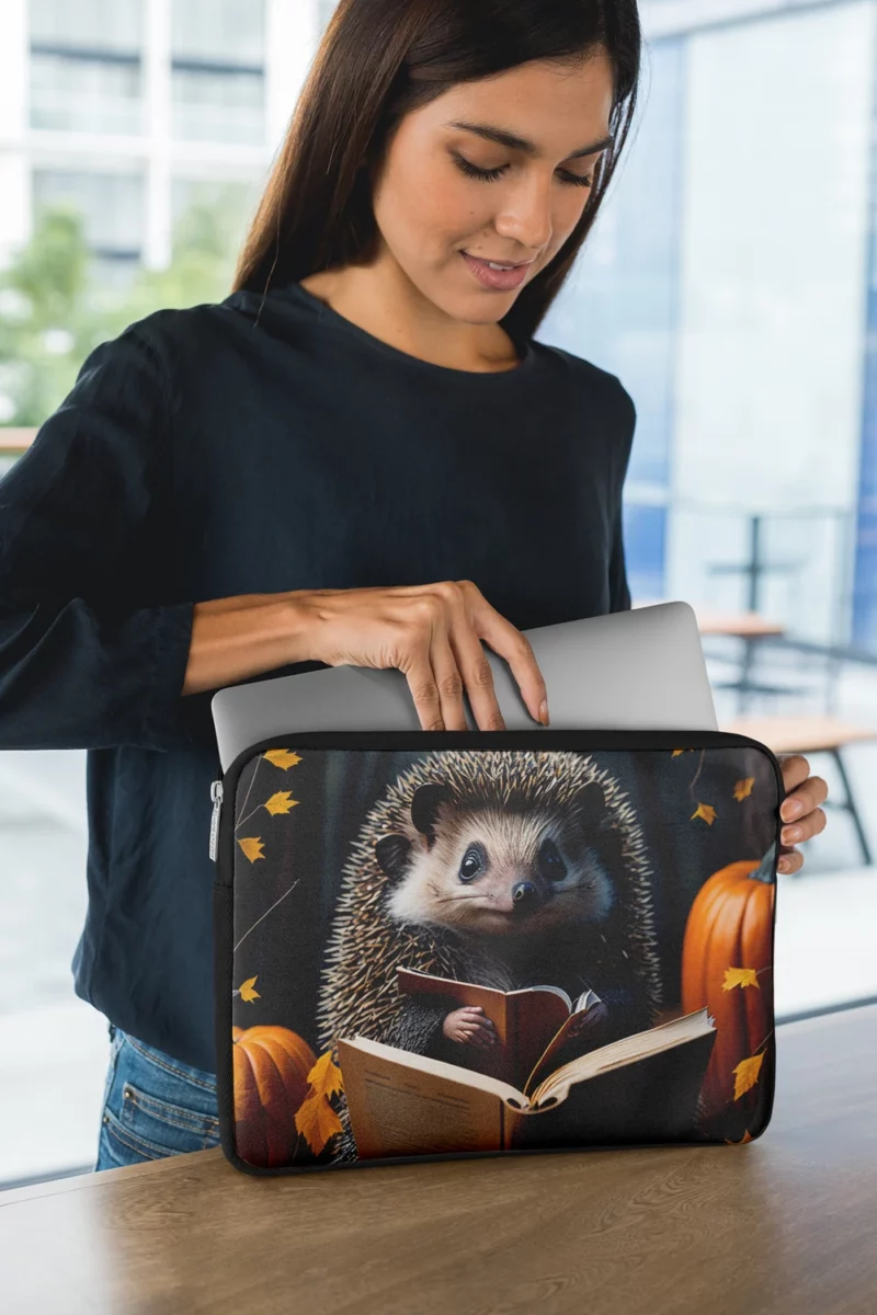 Reading Hedgehog Illustration Laptop Sleeve 1