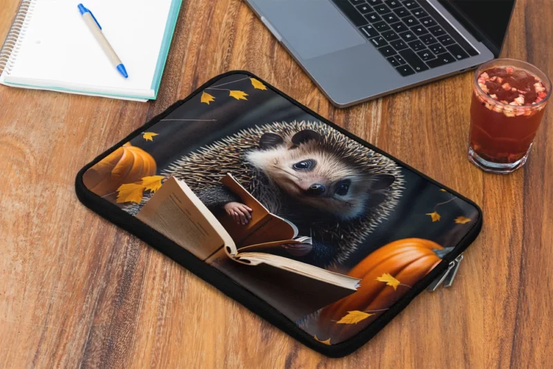 Reading Hedgehog Illustration Laptop Sleeve 2