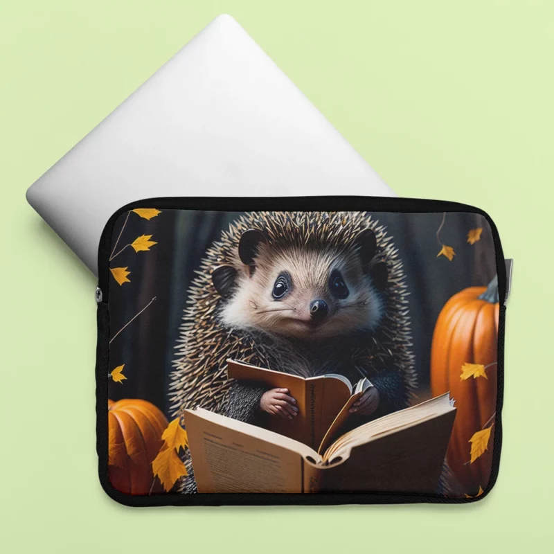 Reading Hedgehog Illustration Laptop Sleeve