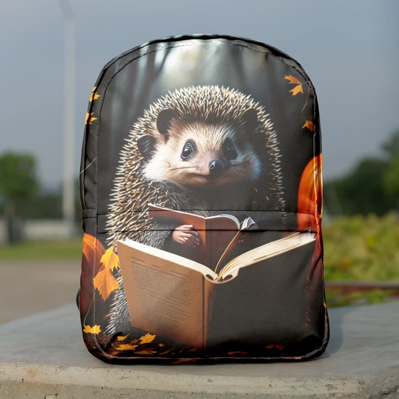 Reading Hedgehog Illustration Minimalist Backpack