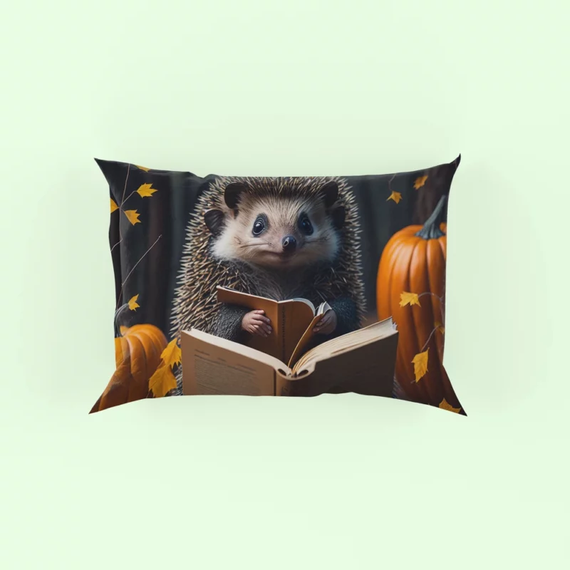 Reading Hedgehog Illustration Pillow Case