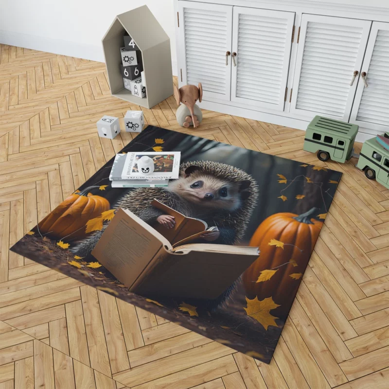 Reading Hedgehog Illustration Rug 1