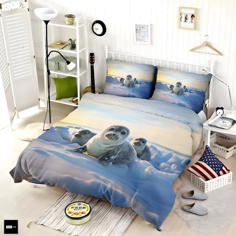 Realistic Seal Art AI-Generated Pictures Bedding Set