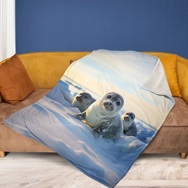 Realistic Seal Art AI-Generated Pictures Fleece Blanket 1