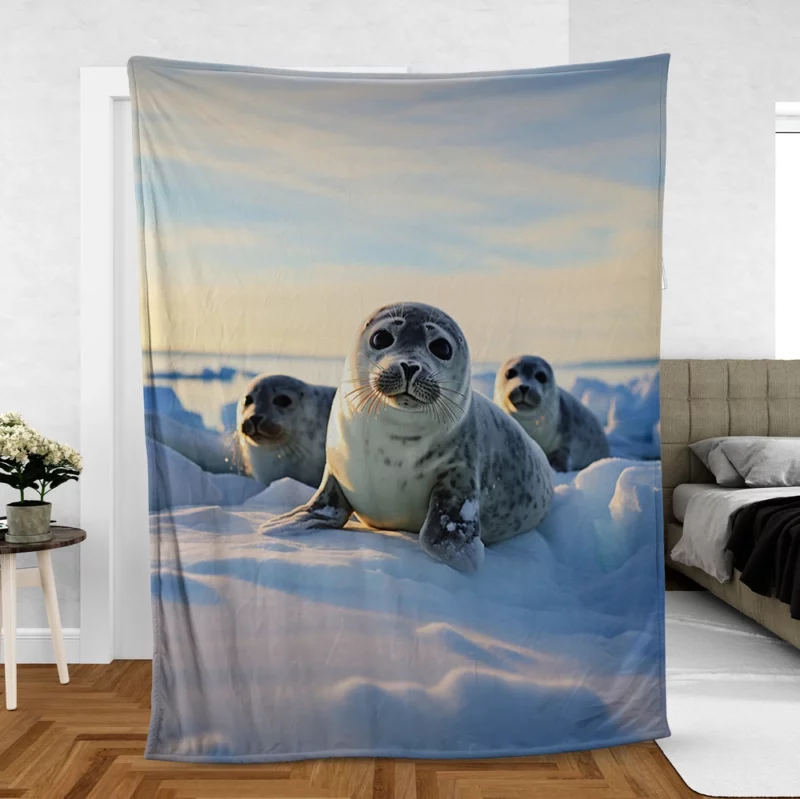 Realistic Seal Art AI-Generated Pictures Fleece Blanket