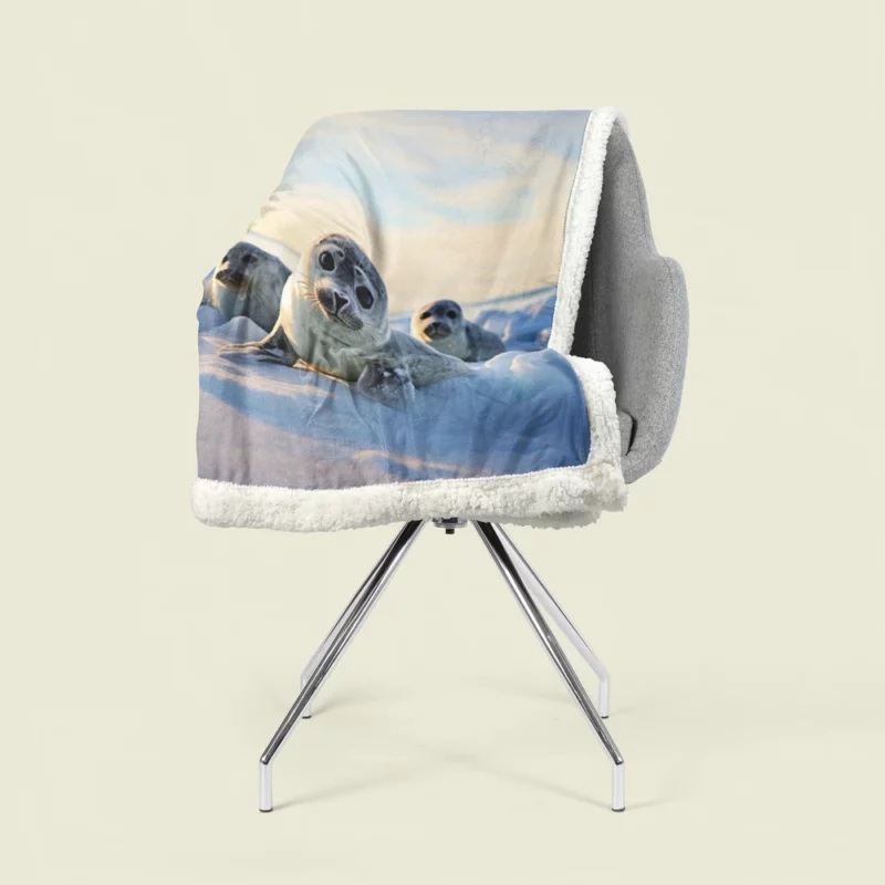 Realistic Seal Art AI-Generated Pictures Sherpa Fleece Blanket 1