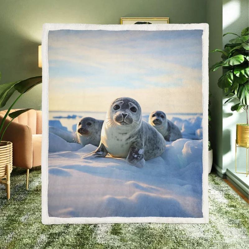 Realistic Seal Art AI-Generated Pictures Sherpa Fleece Blanket