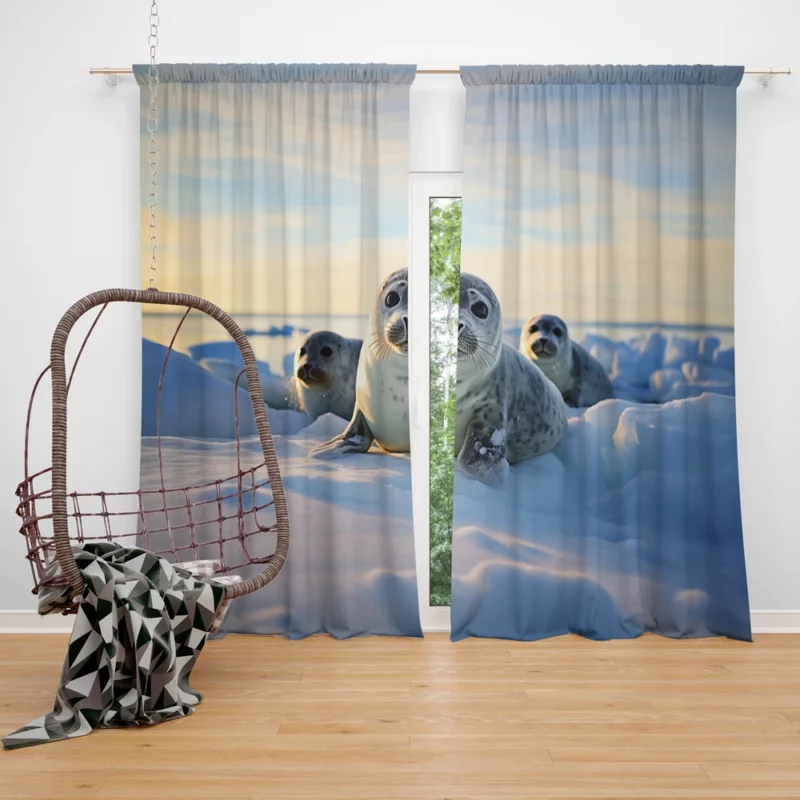 Realistic Seal Art AI-Generated Pictures Window Curtain