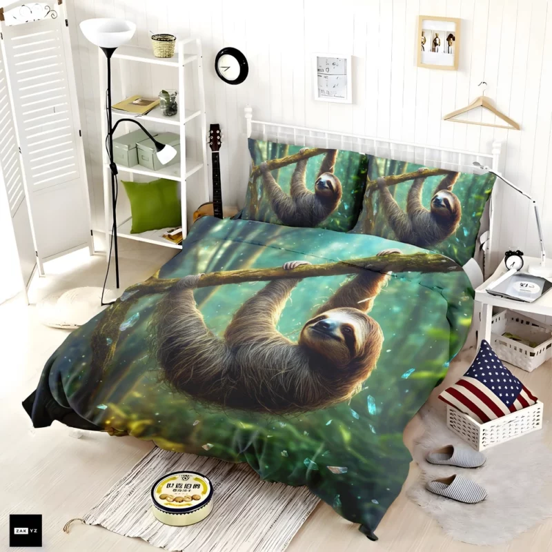 Realistic Sloth in the Forest Bedding Set