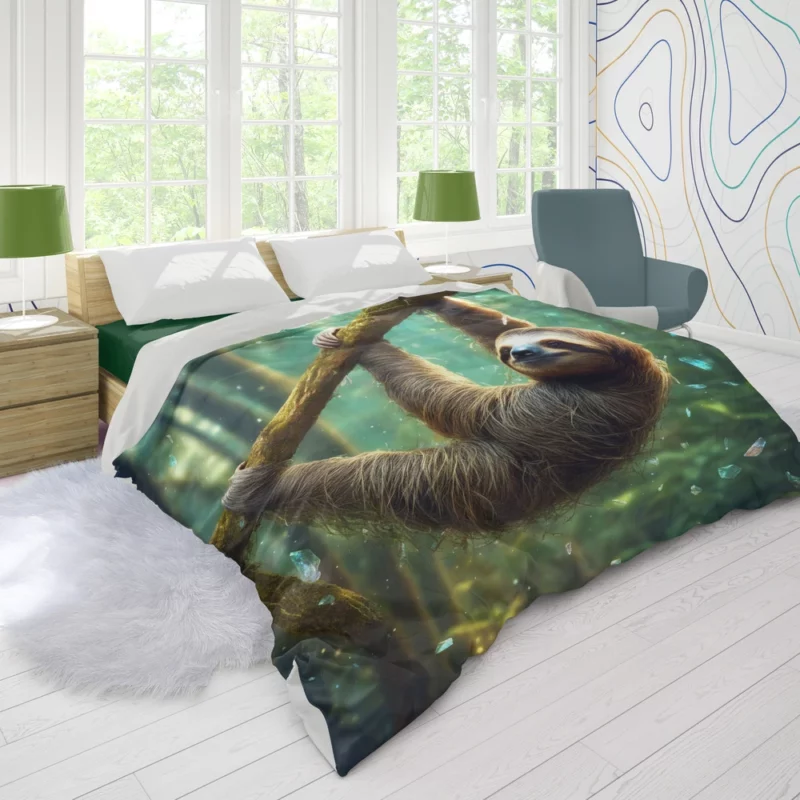 Realistic Sloth in the Forest Duvet Cover