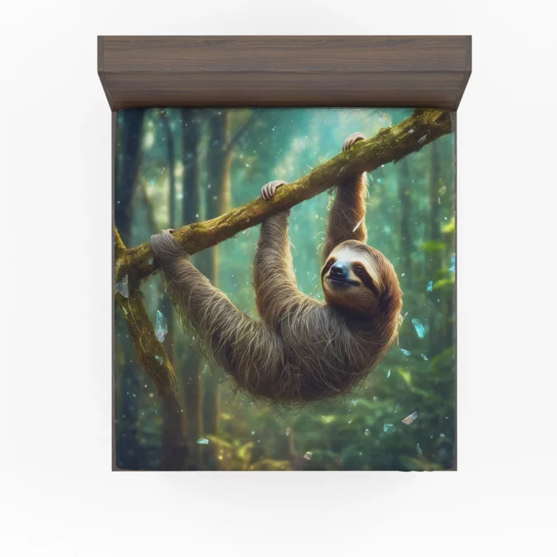 Realistic Sloth in the Forest Fitted Sheet