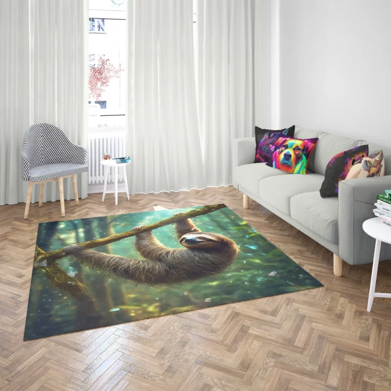 Realistic Sloth in the Forest Rug 2