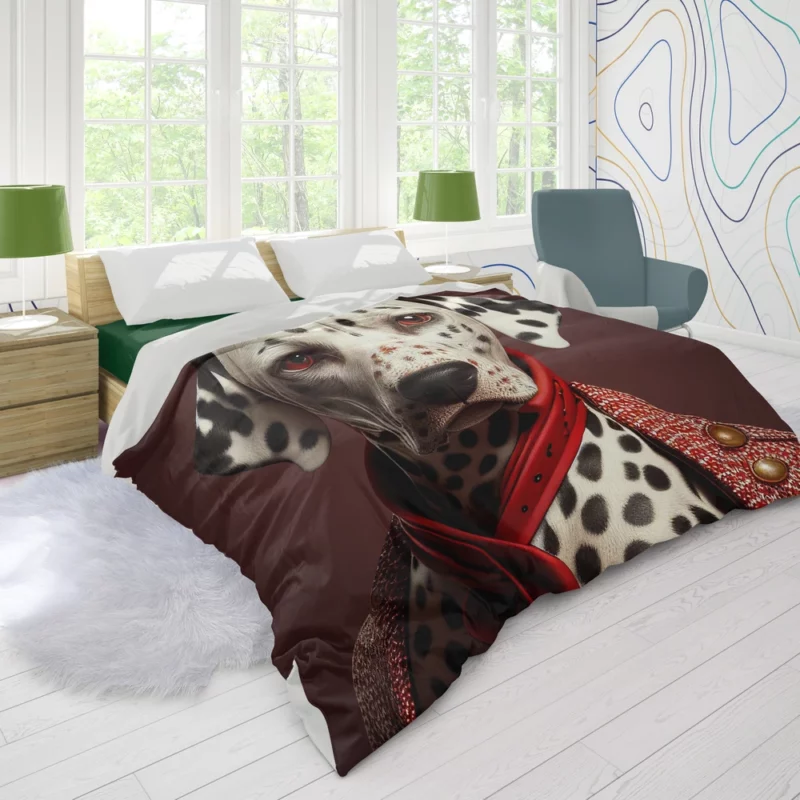 Red Dalmatian With Red Eyes Duvet Cover