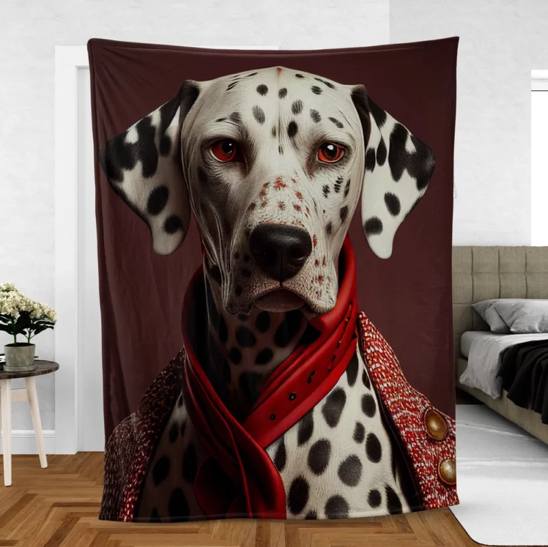 Red Dalmatian With Red Eyes Fleece Blanket