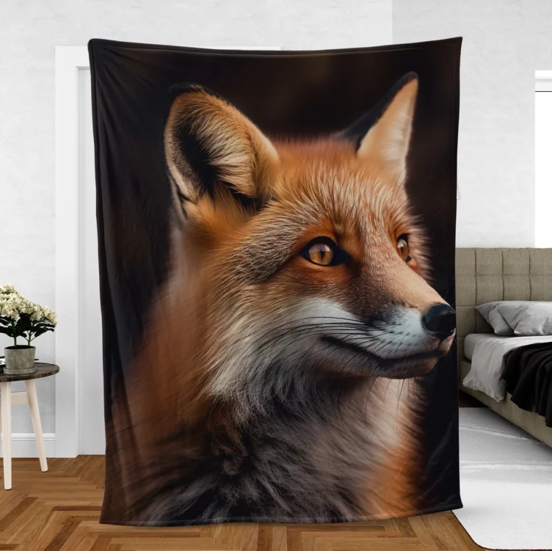 Red Fox Close-Up Fleece Blanket