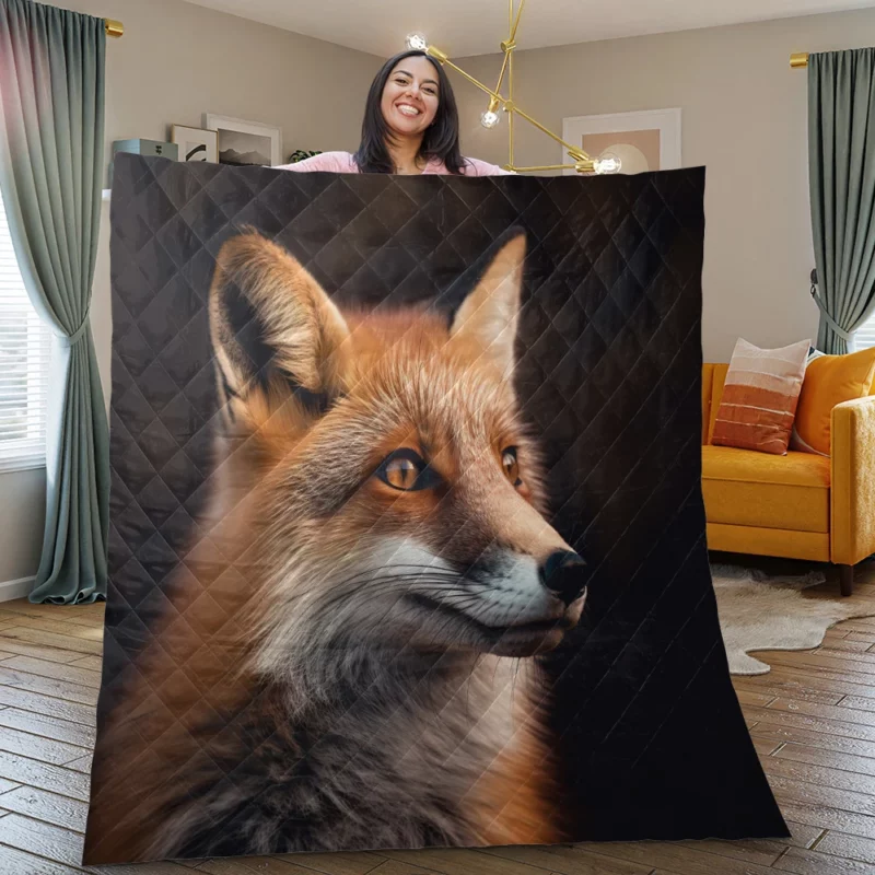 Red Fox Close-Up Quilt Blanket