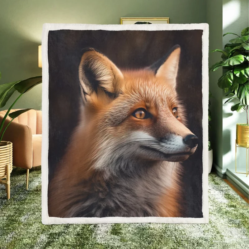 Red Fox Close-Up Sherpa Fleece Blanket