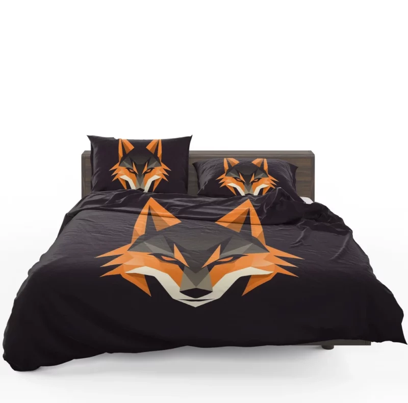 Red Fox Head Black Close-up Bedding Set 1