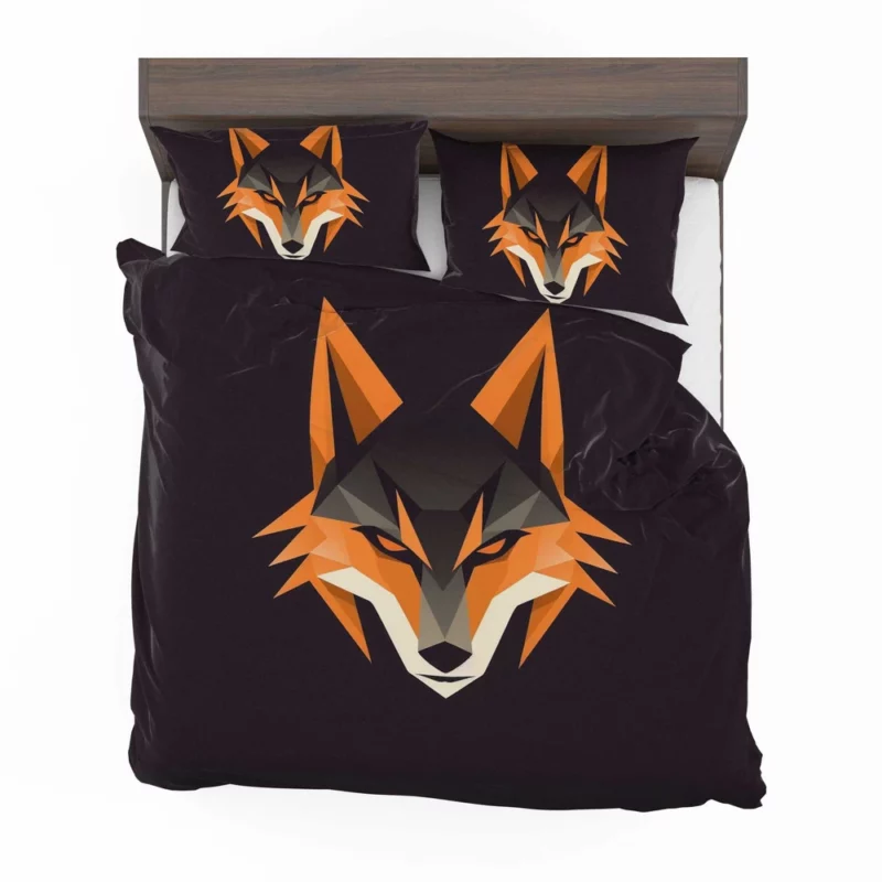 Red Fox Head Black Close-up Bedding Set 2
