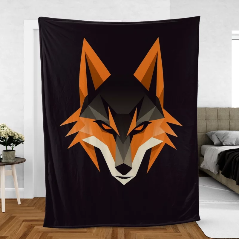 Red Fox Head Black Close-up Fleece Blanket