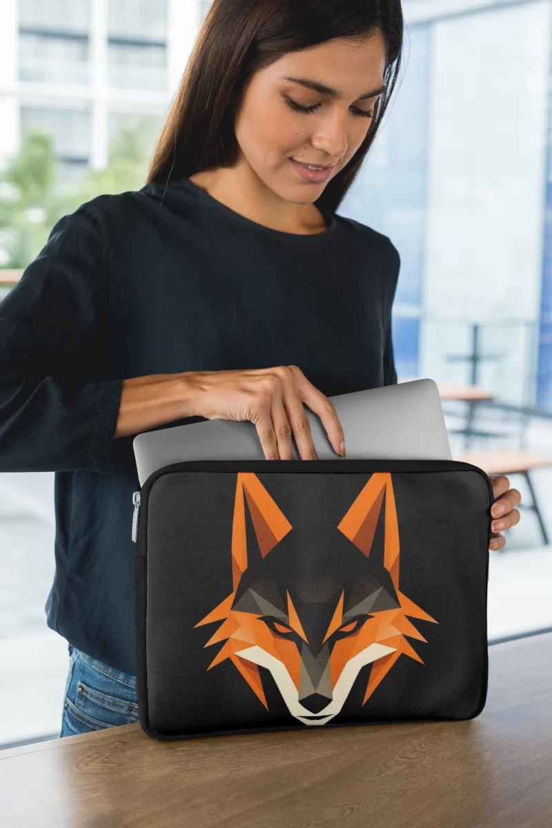 Red Fox Head Black Close up Laptop Sleeve 1