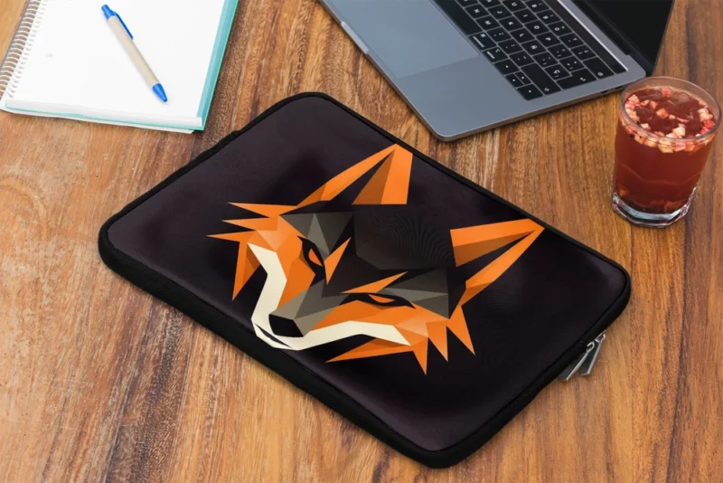 Red Fox Head Black Close up Laptop Sleeve 2