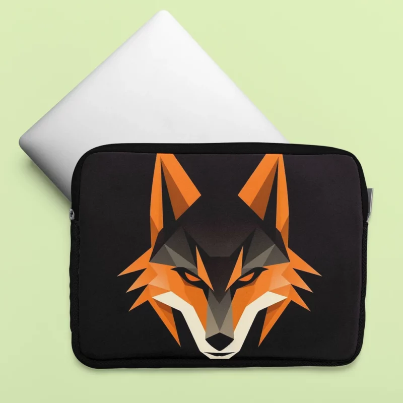 Red Fox Head Black Close-up Laptop Sleeve