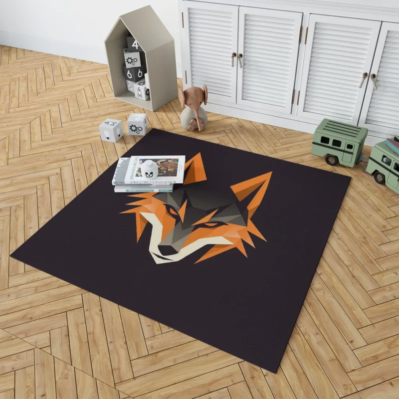 Red Fox Head Black Close-up Rug 1